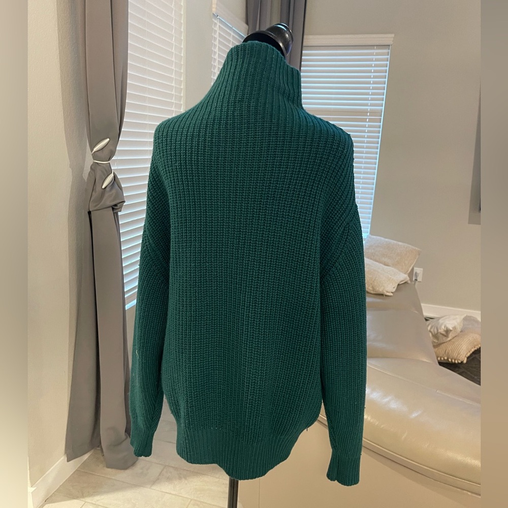 Aritzia Wilfred Teal Green Chunky Knit Merino Wool Long Sleeve Pullover SweaterS - Picture 3 of 8